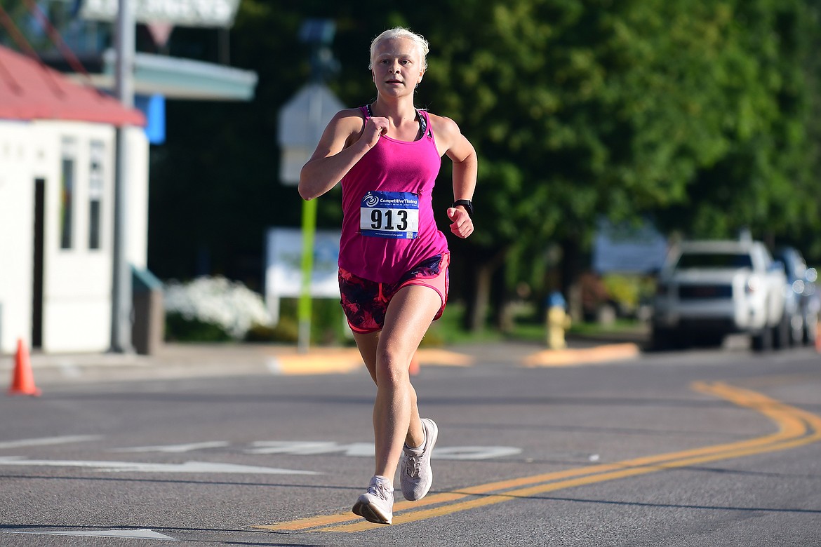 Columbia Falls runner Lara Erickson finished third in the women&#146;s 5K Boogie to the Bank race Saturday. (Jeremy Weber photo)