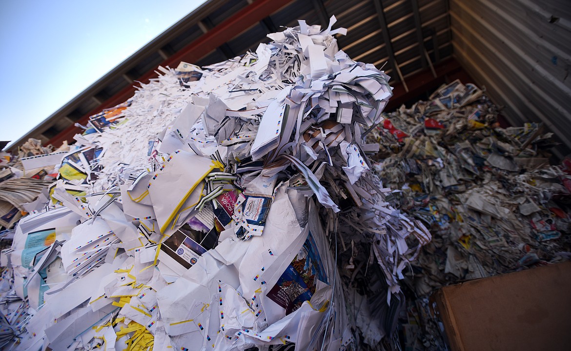 Stacks of paper and newsprint to be recycled at Pacific Steel and Recycling in Evergreen on Monday, July 29.(Brenda Ahearn/Daily Inter Lake)