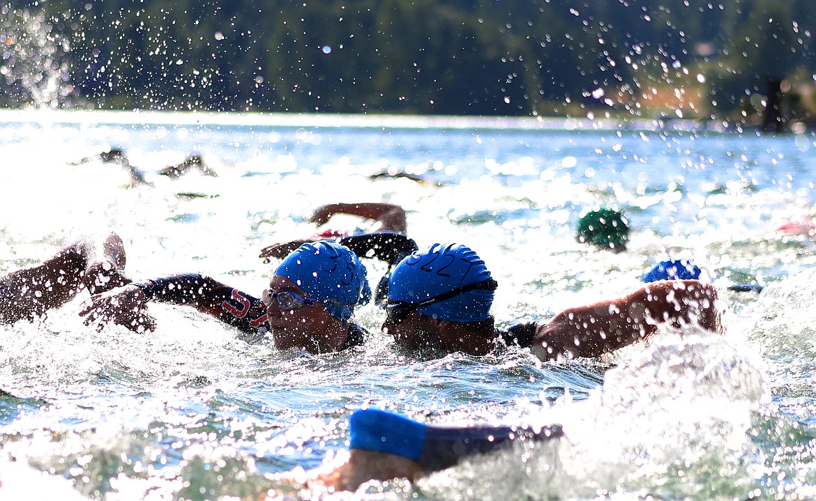 (Photo by KYLE CAJERO)
Swimmers try to gain separation at the start of the Long Bridge Swim near Sagle on Aug. 3. Over 500 participants made the 1.76-mile trek across Lake Pend Oreille.