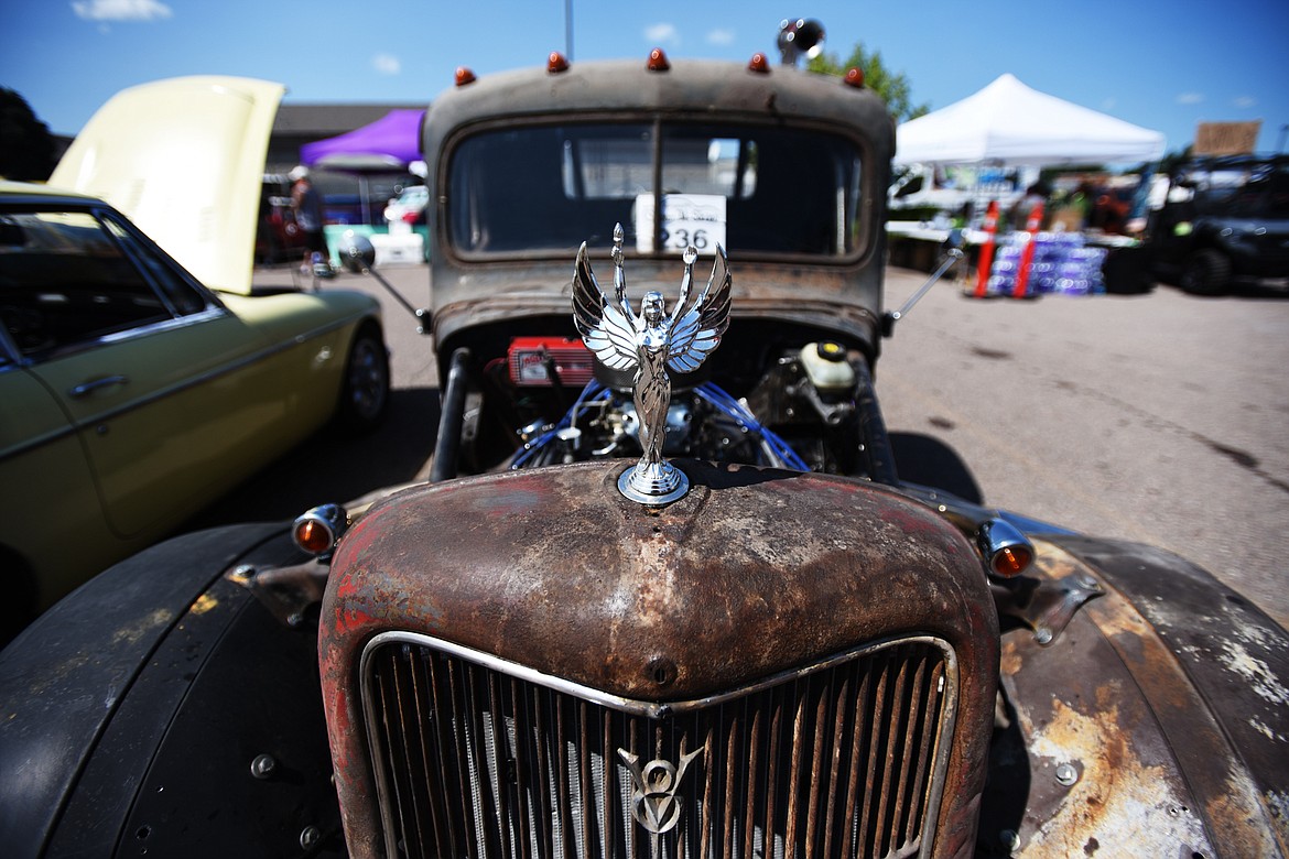 Hood ornament on a 1927 White Motor Company 15-B truck at the Evergreen Show &#145;n Shine at Conlin&#146;s Furniture in Evergreen on Saturday. (Casey Kreider/Daily Inter Lake)