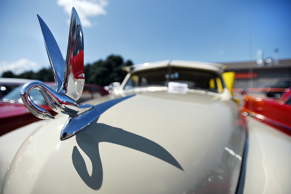 Hood ornament on a 1948 Packard Deluxe Eight Touring Sedan at the Evergreen Show &#145;n Shine at Conlin&#146;s Furniture in Evergreen on Saturday. (Casey Kreider/Daily Inter Lake)