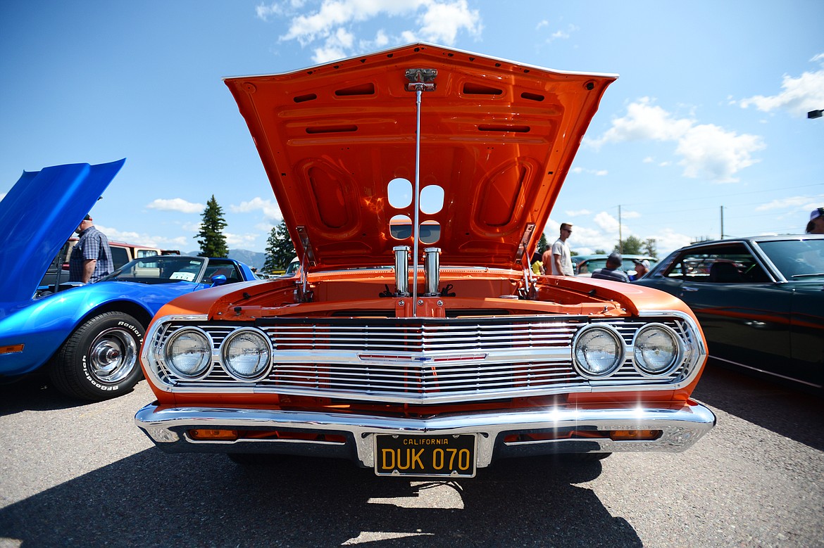 A 1965 Chevrolet Chevelle two-door wagon owned by Rick Billuni, of Whitefish, at the Evergreen Show &#145;n Shine at Conlin&#146;s Furniture in Evergreen on Saturday. (Casey Kreider/Daily Inter Lake)
