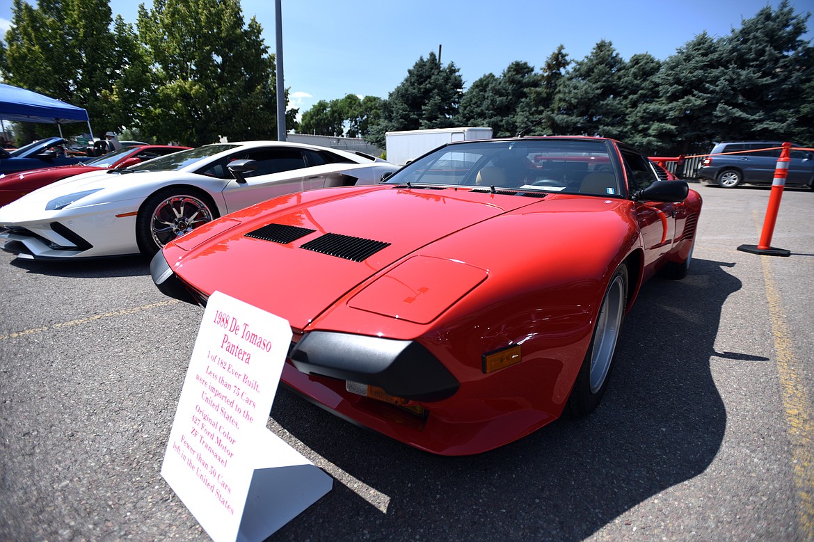 A 1988 De Tomaso Pantera at the Evergreen Show &#145;n Shine at Conlin&#146;s Furniture in Evergreen on Saturday. The Pantera is one of 182 ever built, with fewer than 50 left in the United States. (Casey Kreider/Daily Inter Lake)