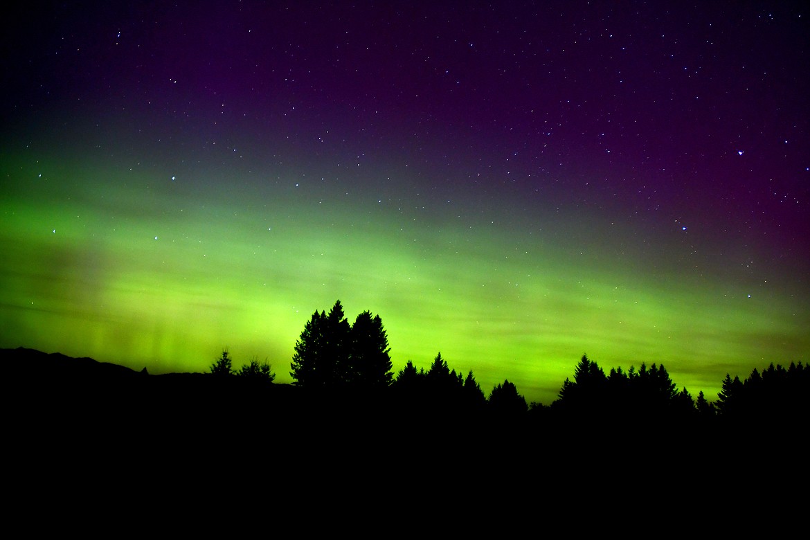 The northen lights were visible in the skies above Columbia Falls Monday. (Jeremy Weber photo)