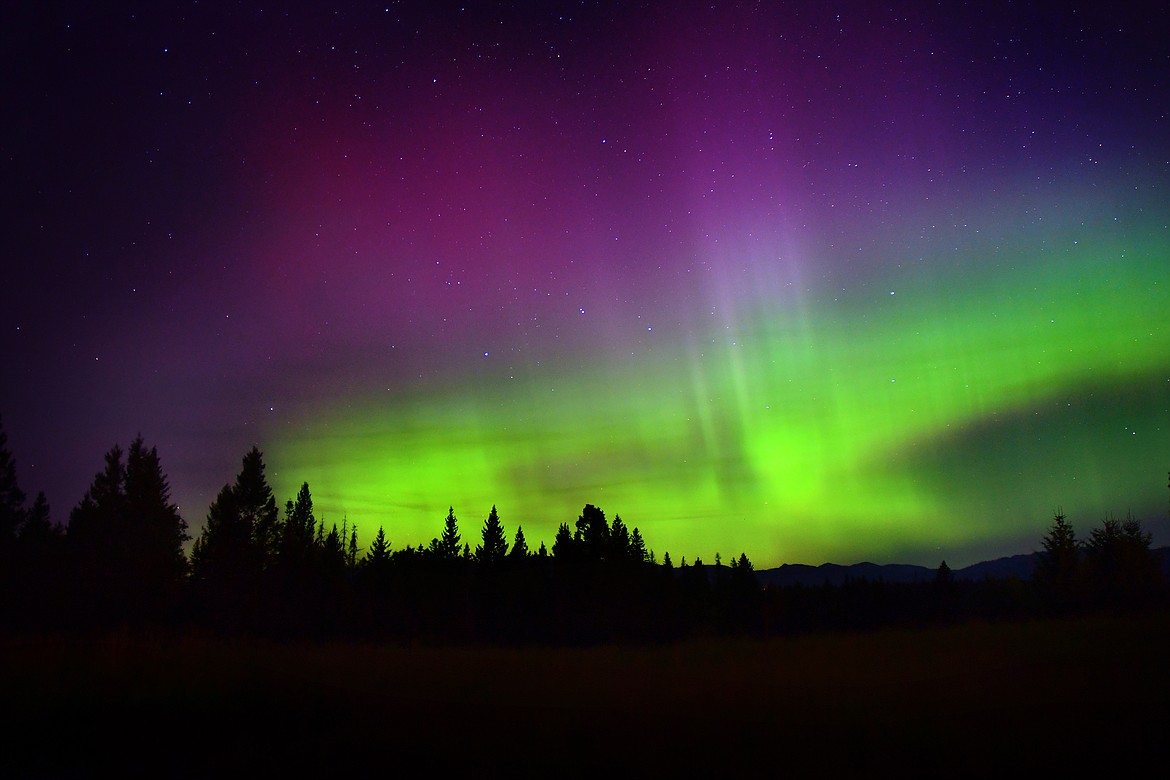 The Northern lights were the strongest they have been in many months above Columbia Falls early Monday morning. (Jeremy Weber photo)