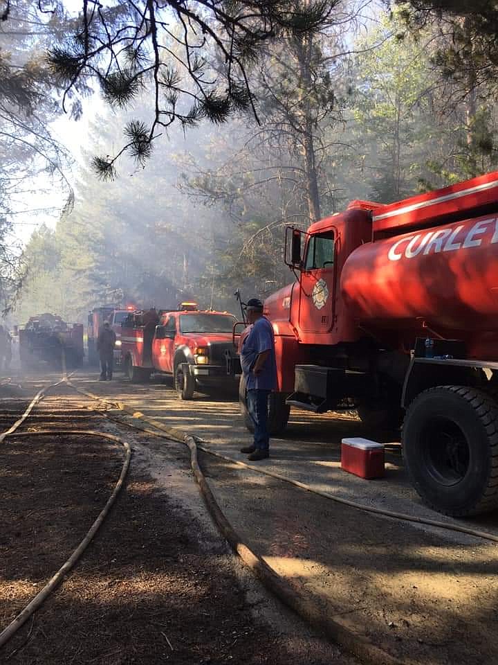 Photo by SCOTT GRAY
A fire began on the side of U.S. 2 on July 26 and spread through brush and tinder to about an acre in size.