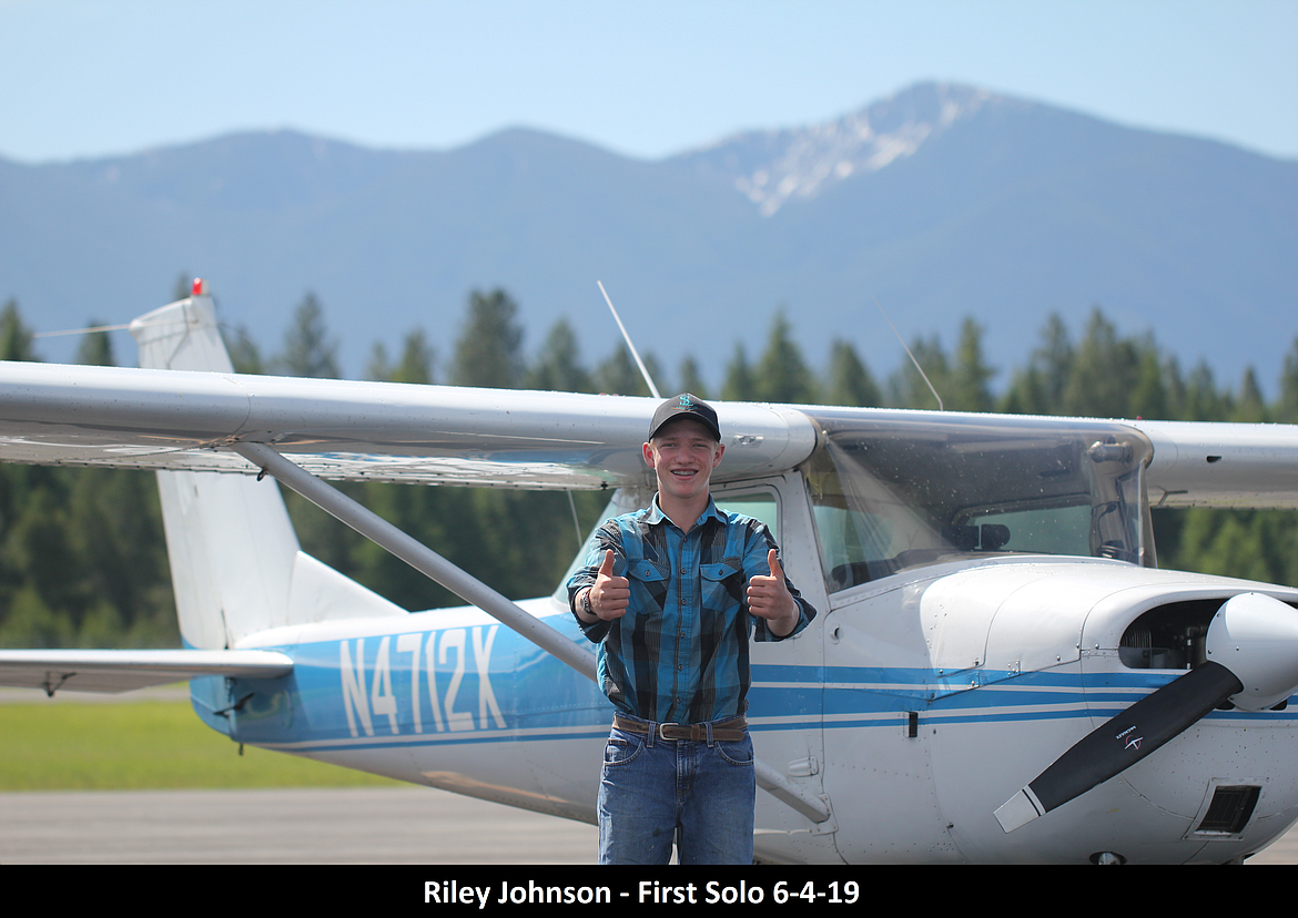 Riley Johnson took his first solo flight on June 4.