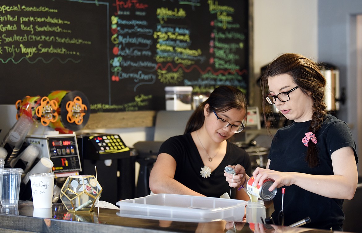 Anna Valentino, left, and Daisy Jonson work behind the counter at the new Chi Cafe in Kalispell on Tuesday, July 30. (Brenda Ahearn photos/Daily Inter Lake)