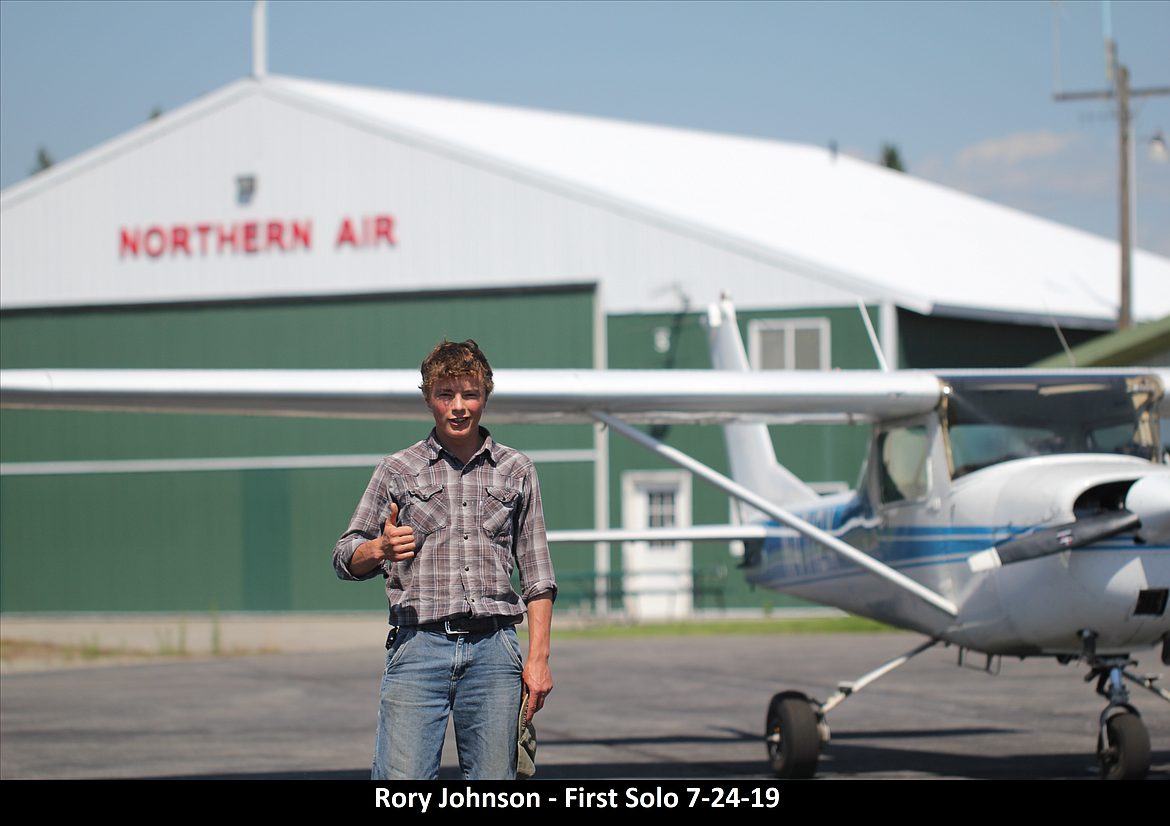 Rory Johnson took his first solo flight on July 24.
