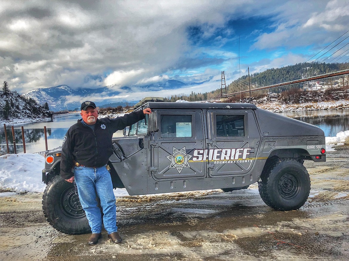 Courtesy photo
Boundary County Sheriff&#146;s Detective Dave McClelland with the Humvee which the BCSO acquired in 2015.