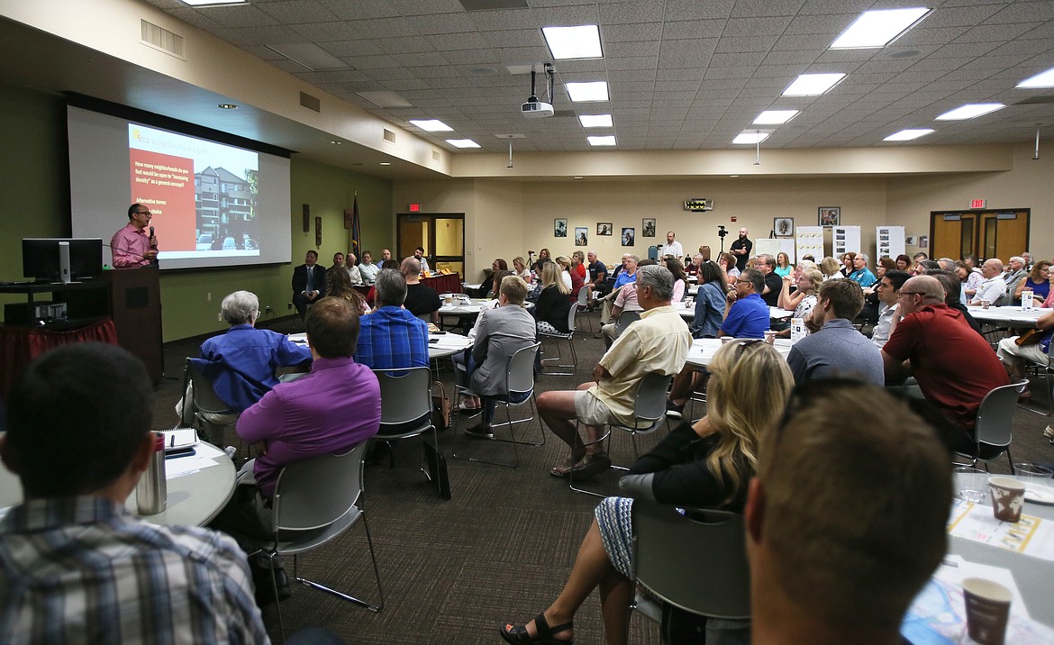 DEVIN WEEKS/Press
Tony Perez of Opticos Design, a Berkeley, Calif.-based architectural design and engineering service, gives a presentation about &#147;missing middle housing&#148; options Wednesday afternoon in the Edminster Student Union Building on the North Idaho College campus.