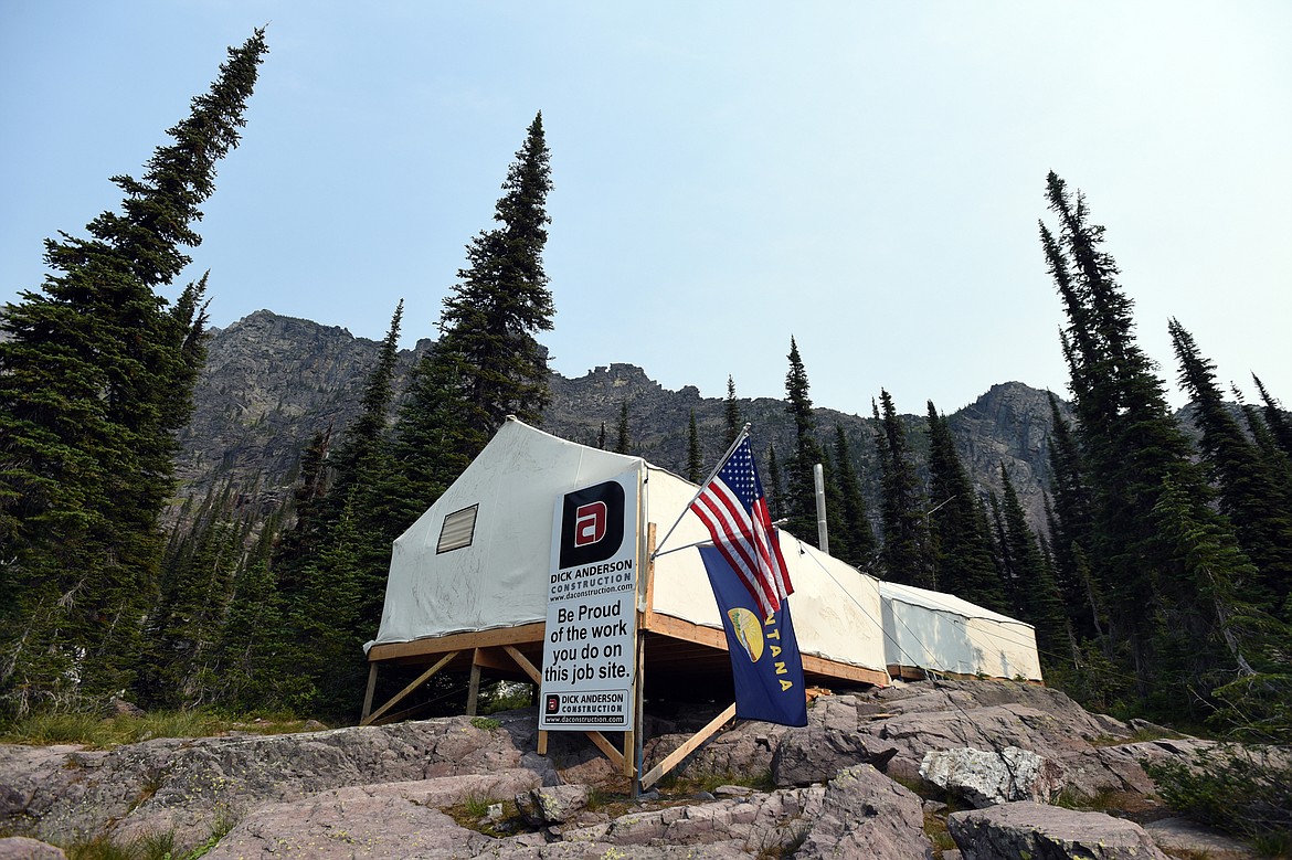 White-wall tents on platforms where workers sleep near the Sperry Chalet in Glacier National Park on Thursday, Aug. 8. (Casey Kreider/Daily Inter Lake)