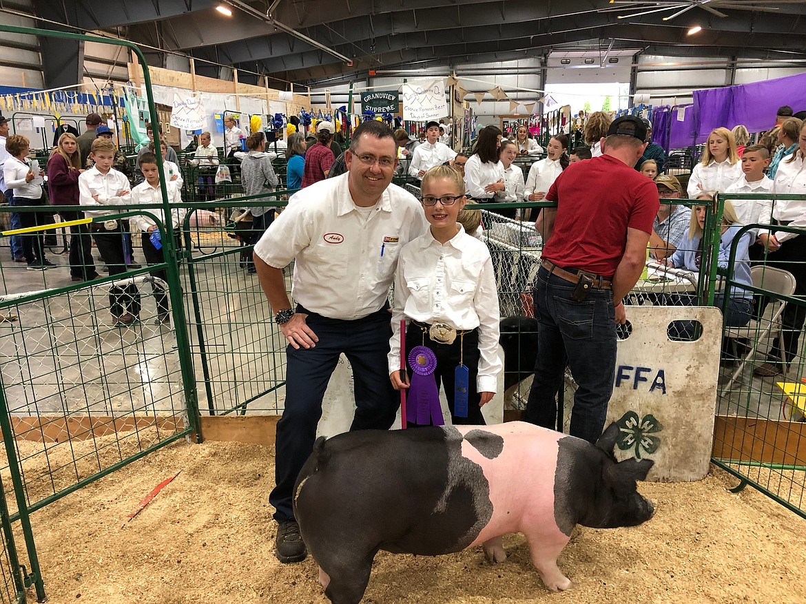 Champion Market Hog was raised by Teagan Flint of Columbia Falls and purchased by Les Schwab Tire &#8211; Columbia Falls for $2,394.