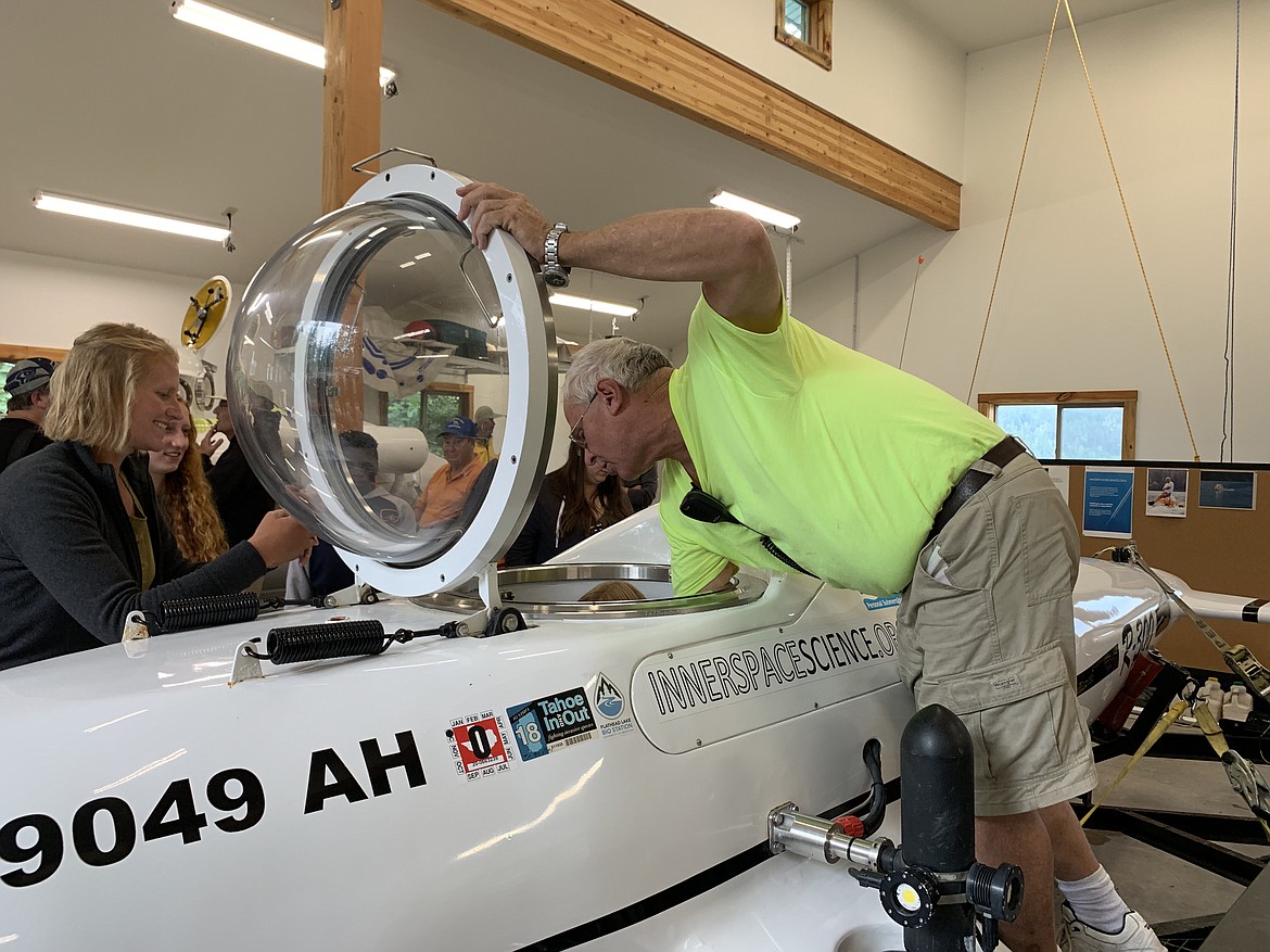 The Innerspace Science R-300 one-person sub on display at the Flathead Lake Biological Station. (Photo provided)