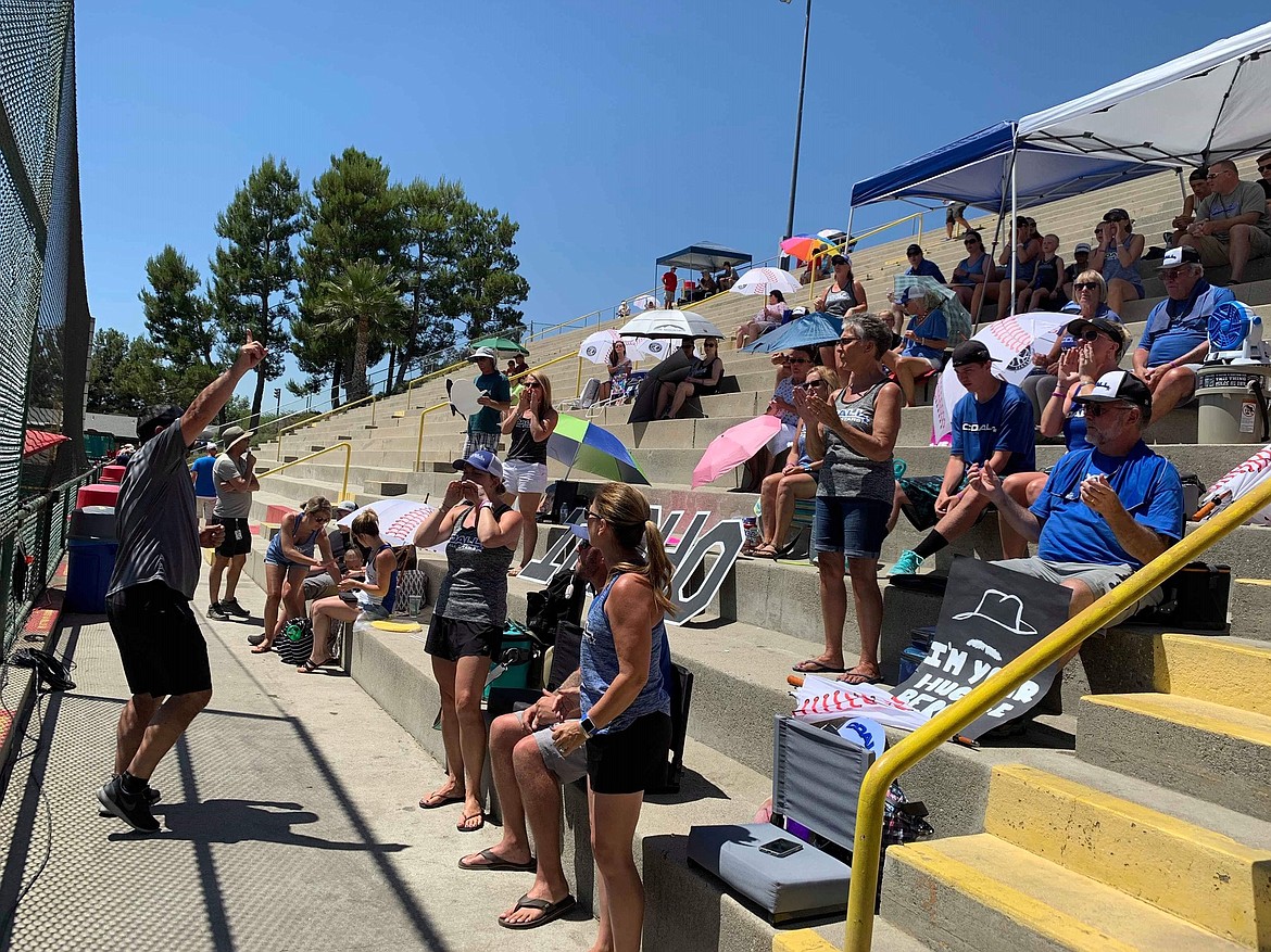 KALE FENTER/Special to the Press
Members of the Coeur d&#146;Alene Little League cheering section react during Friday&#146;s Northwest Regional semifinal game in San Bernardino, Calif.