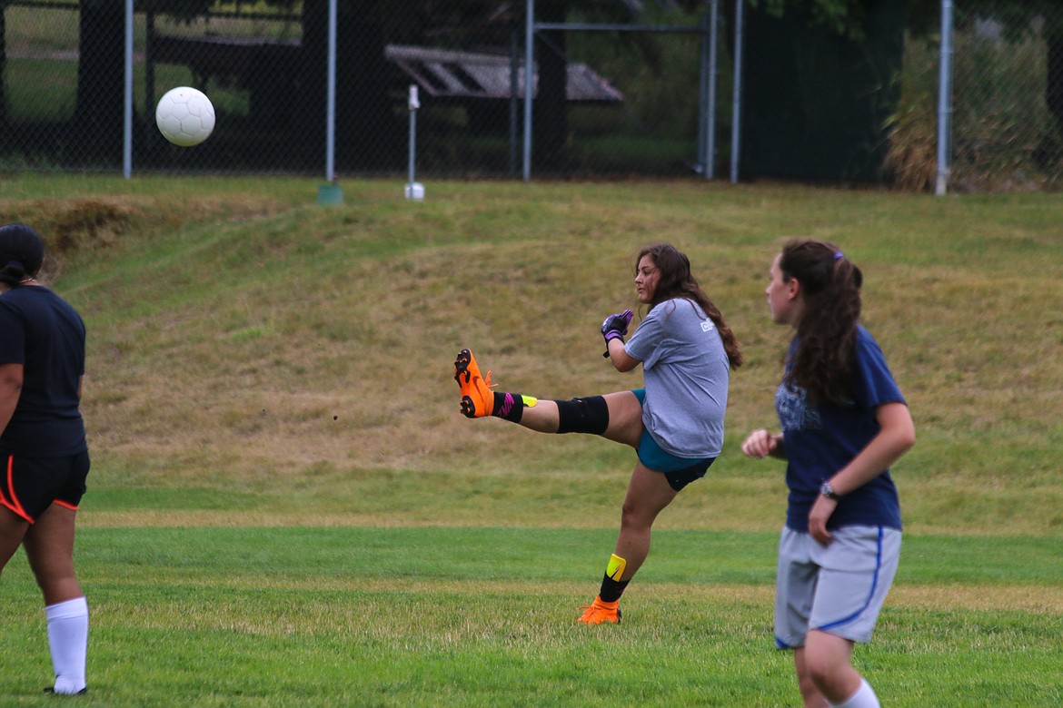 Emily Sanchez sends the ball upfield.