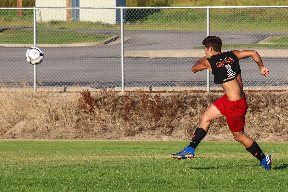 Photo by MANDI BATEMANDaniel Walker practicing for the 2019 soccer season.