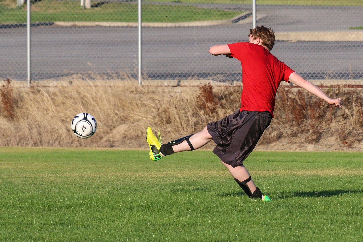 Photo by MANDI BATEMANBlake Copeland practicing for the 2019 soccer season.