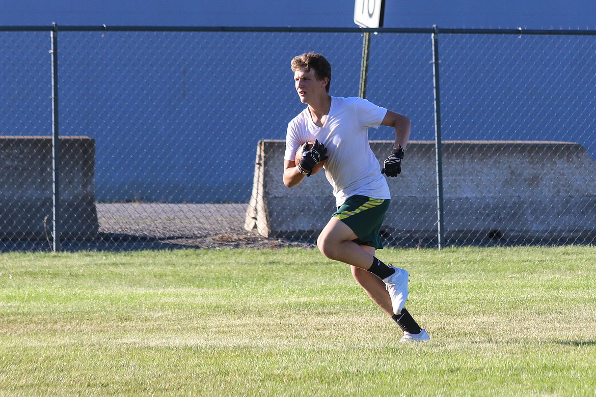 Conner Callahan runs during practice.
