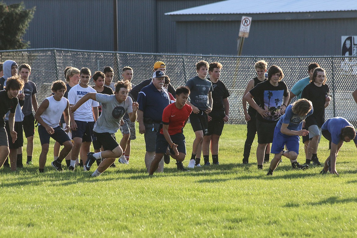 Photo by MANDI BATEMANThe team practicing for the 2019 football season.