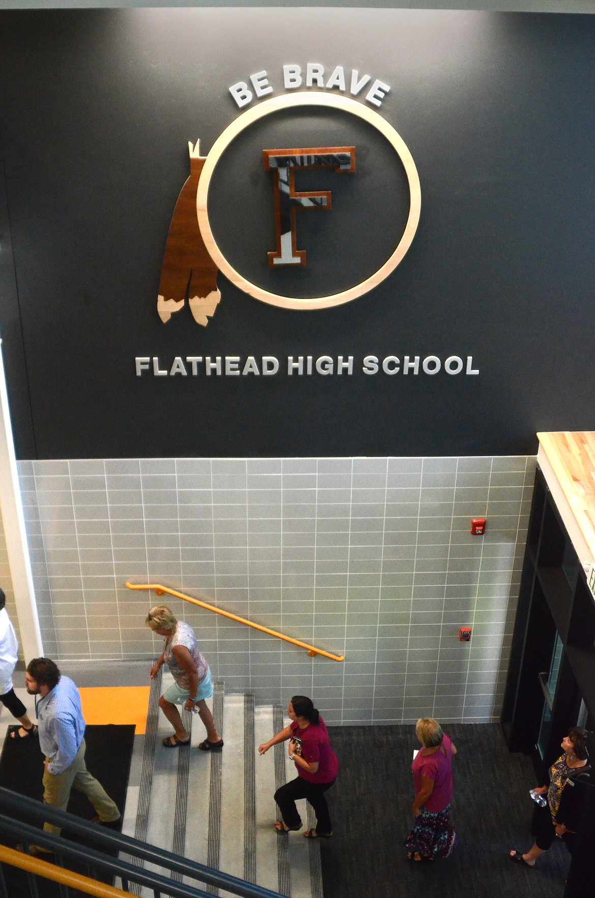 People tour the recently finished remodel and addition at Flathead High School in Kalispell on Tuesday. (Matt Baldwin/Daily Inter Lake)