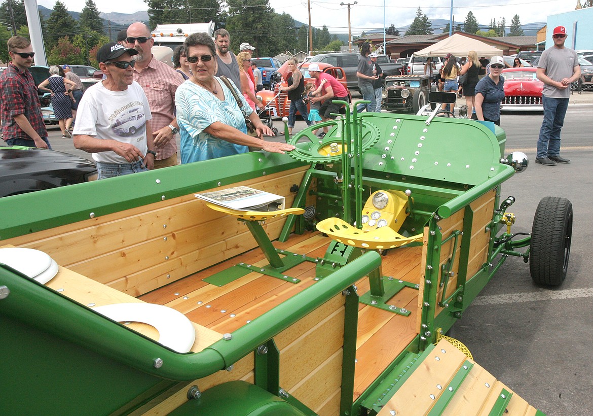 Proof that transportation can be made out of just about anything, even a 1951 manure spreader. John Drake from Dalton Gardens, Ida., brought it over for Ignite the Nites 2019. (Paul Sievers/The Western News)