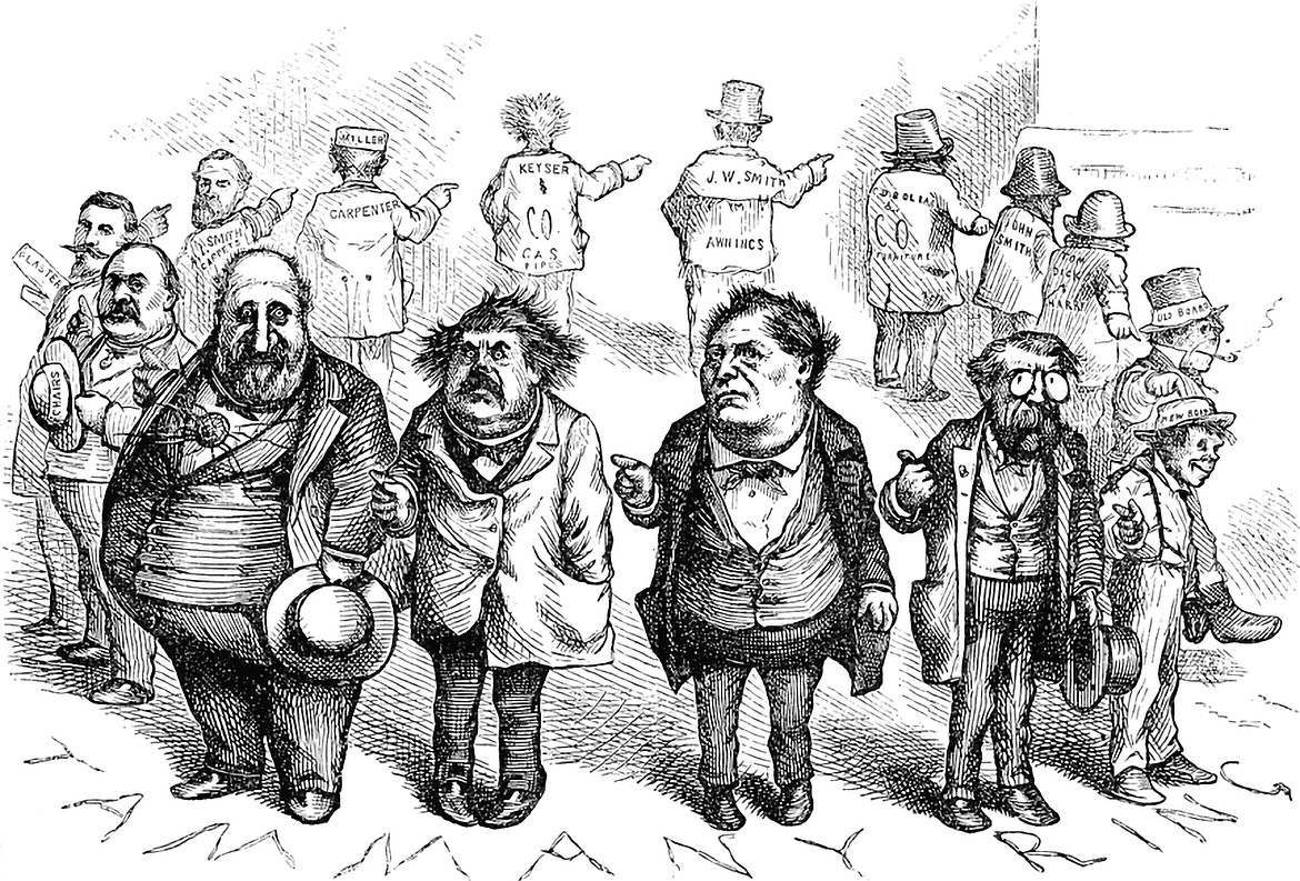 PUBLIC DOMAIN
Tammany Hall&#146;s Boss Tweed who weighed 300 pounds and his ring of corrupt politicos depicted in this Harper&#146;s Weekly cartoon by Thomas Nash.