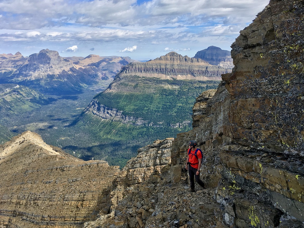 Danny McKay navigates the summit ridge of Mount Jackson on Sept. 1 in Glacier National Park. (Matt Baldwin/Daily Inter Lake)