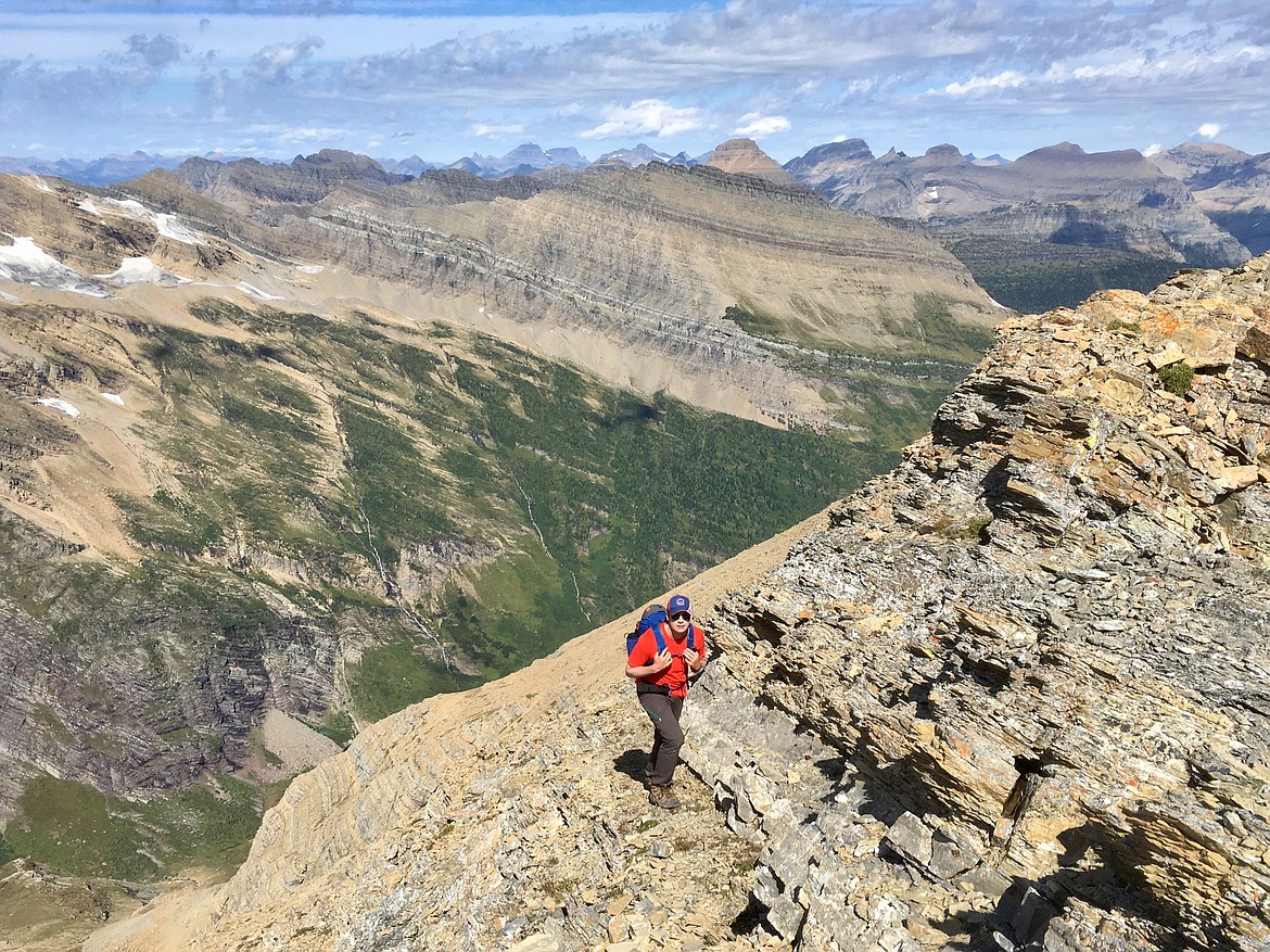 Danny McKay navigates the summit ridge of Mount Jackson on Sept. 1 in Glacier National Park. (Matt Baldwin/Daily Inter Lake)