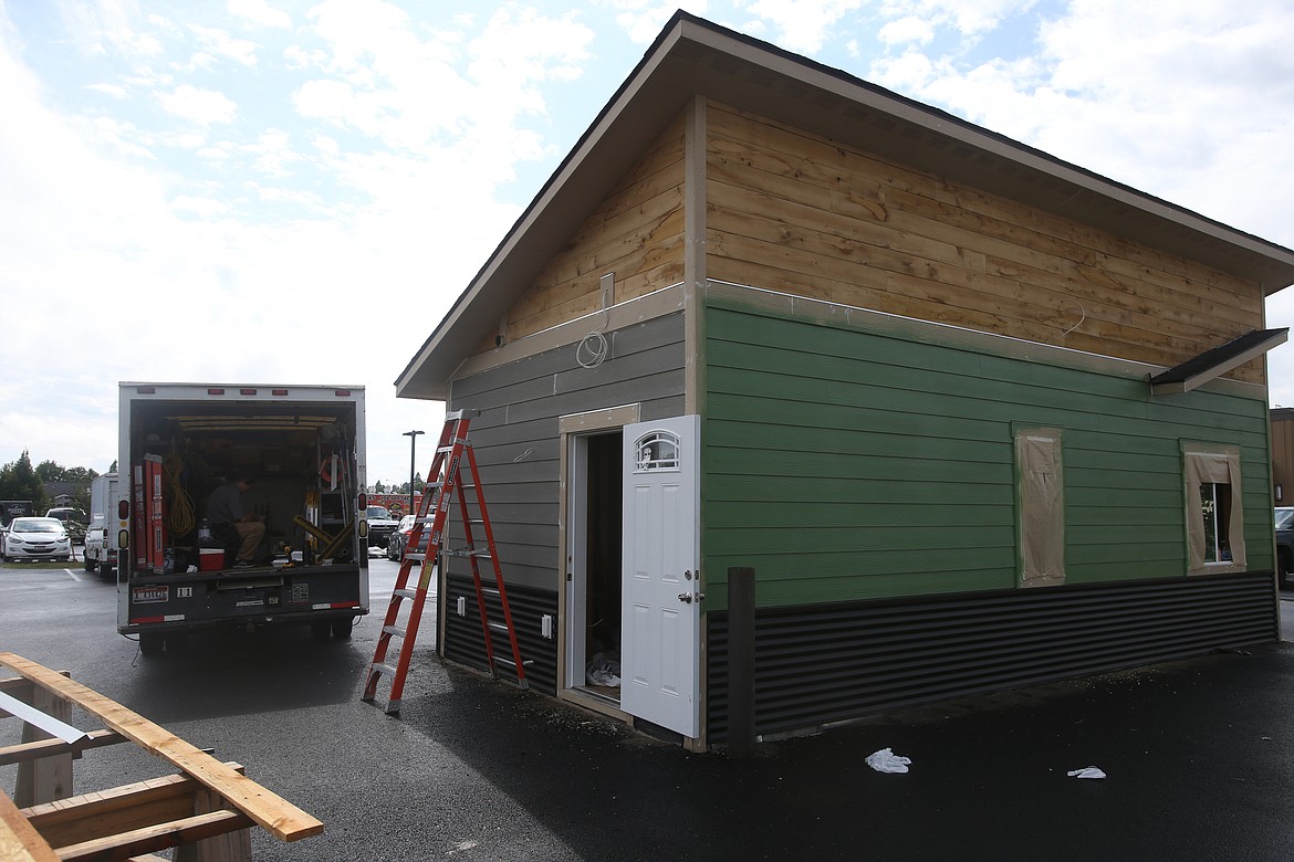 Construction continues on the new Jitterz Espresso stand at the Prairie Pavilion food truck area. (LOREN BENOIT/Press)