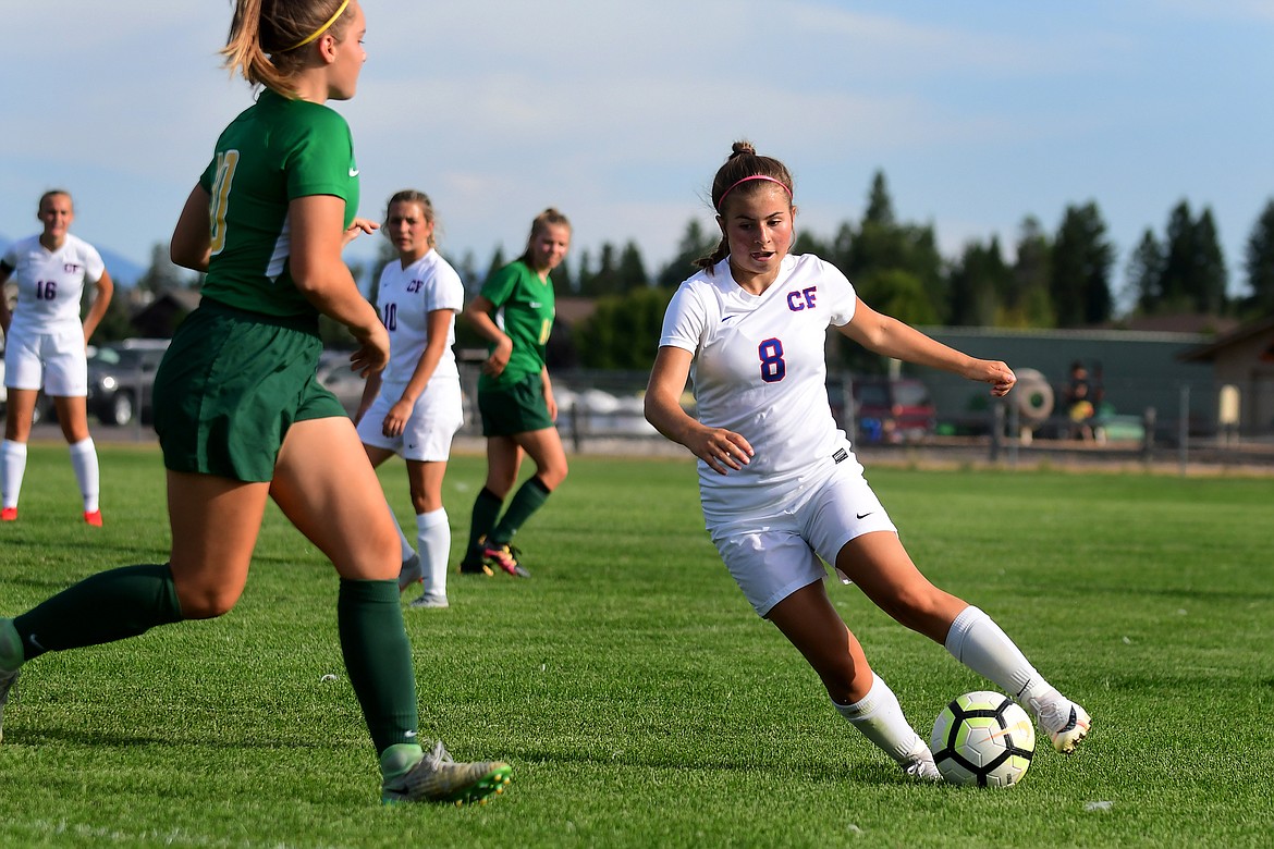 Wildkat Cheyenne Johnston-Heinz moves the ball past the Whitefish defense.