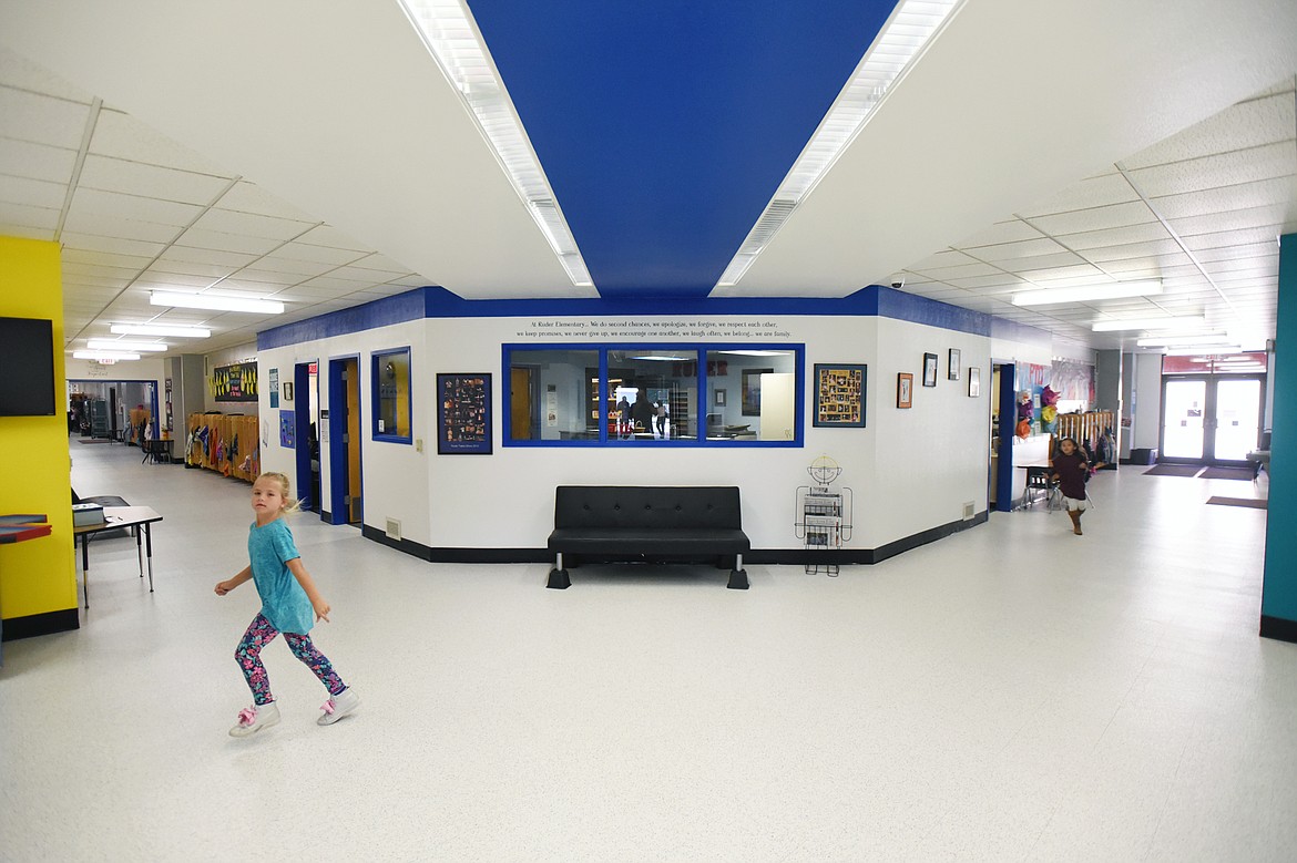 Students walk across the entryway at Ruder Elementary School in Columbia Falls on Wednesday, Sept. 11. (Casey Kreider/Daily Inter Lake)