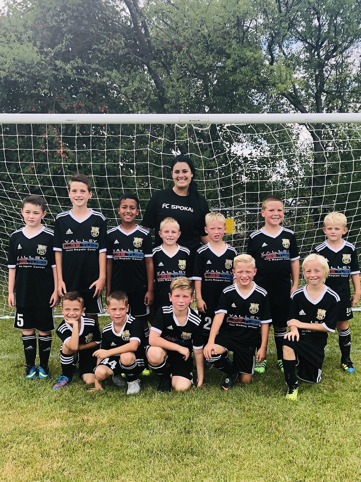 Courtesy photo
The FC Spokane North Idaho Boys 10 soccer team won the WISL fall season opener with a 5-0 win over the Spokane Sounders on Saturday. In the front row from left are Andrew Applegate, David Hirschi, Cash Burger McLuskie, Kolson Asher and Logan Averett; back row from left, Griffin Dooley, Mason Groom, Jeremiah Mebrahtu, Noah Stern, Kamden Asher, Logan Bjork and Max Shaporda; and rear, coach Ashley Rider.