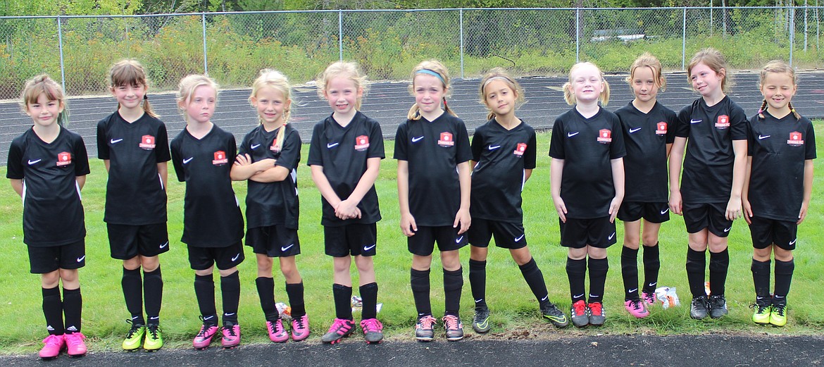 Courtesy photo
The Thorns North FC 12 Girls played their first tournament of the season in the U9 girls division at the Pend Oreille Cup last weekend in Sandpoint. From left are Georgia Carr, Eloise Mandel, Sara Fischer, Mila Behunin, Ariana Leferink, Tessa Schmidt, Chloe Quinn, Amelia Green, Autumn Evans, Jailyn Scott and Quinn Martin.