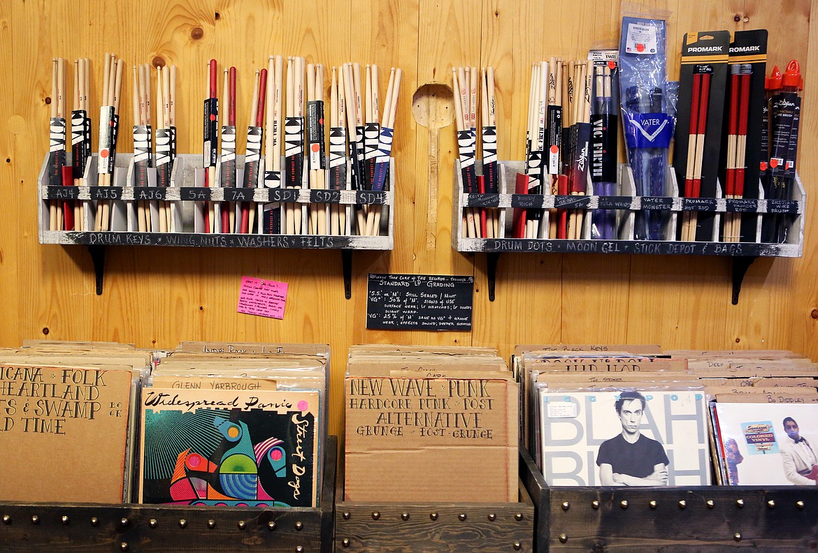 Spanky's and Gus carries instrument supplies like drum sticks and guitar strings in addition to records. (Mackenzie Reiss/Daily Inter Lake)