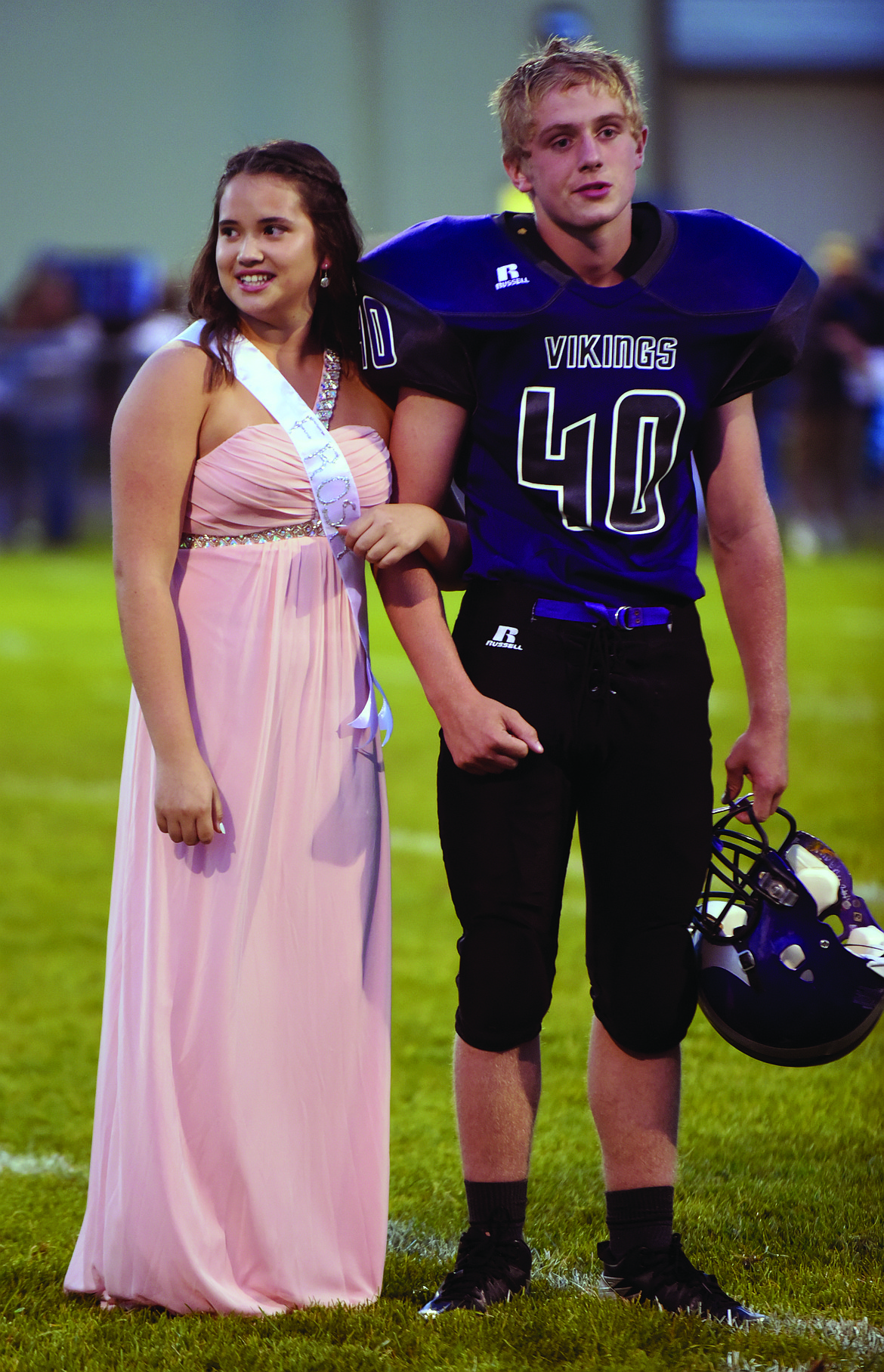 CHARLO HIGH School students Mila Hawk and Stephen Loli pose for the photo during the Charlo-Flint Creek Homecoming Friday night at Charlo High School. (Jason Blasco/Lake County Leader)