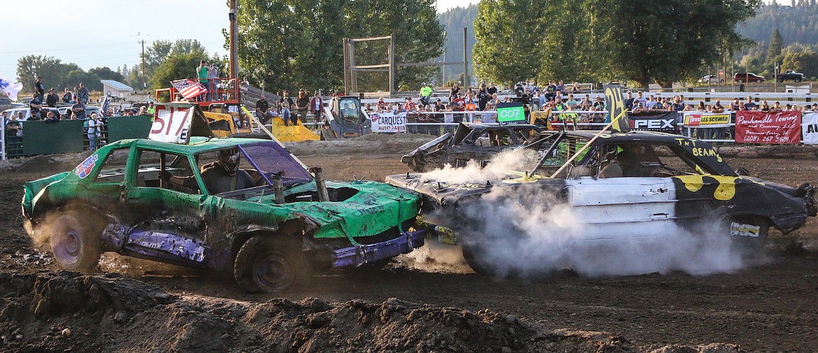 Photo by MANDI BATEMAN
Local driver,s Brandon Regehr and Roy Ritz, prove why the event is called Smash and Bash.