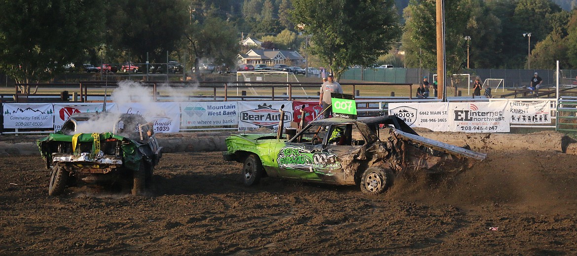 Photo by MANDI BATEMAN
Ryan Shneider, the overall winner, tearing up the arena and the cars in it.