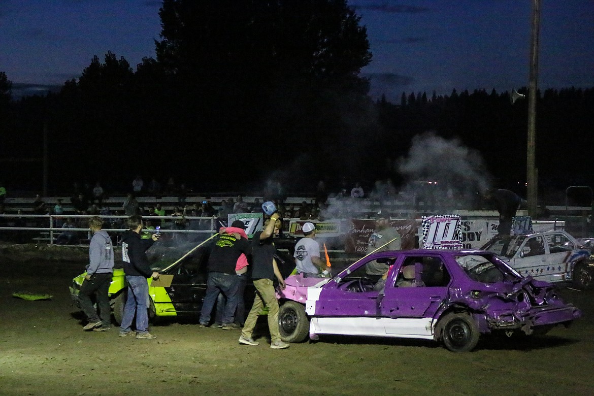 Photo by MANDI BATEMAN
The crowded compact car heat ended with two cars fighting it out, both driven by women. Madison Tarr took second place and Taylor Taylor  came in first place.