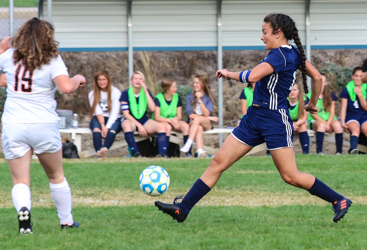 Photo by MANDI BATEMAN
The girls soccer team played Priest River at home on Sept. 3.