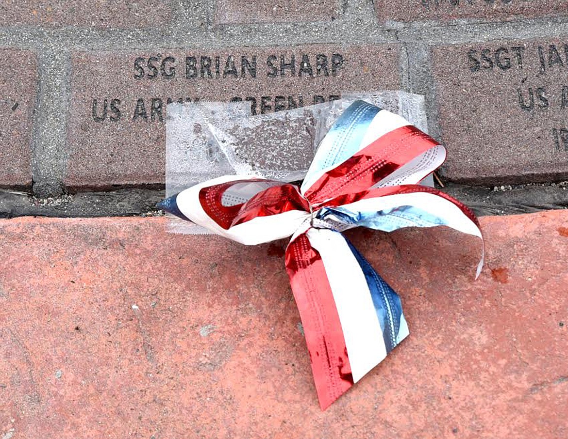BRIAN SHARP'S brick at the Veteran's Memorial, Riverfront Park. (Suzanne Resch/The Western News)