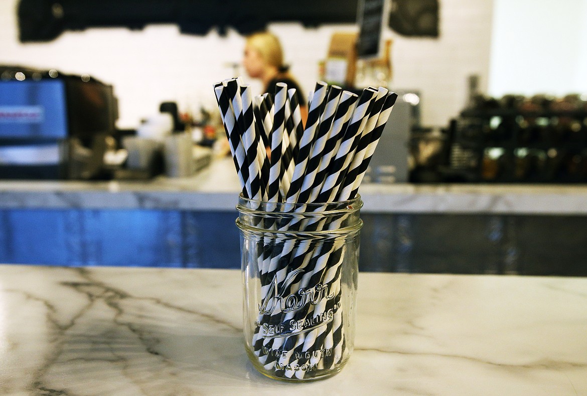 LOREN BENOIT/Press
Paper straws are available for customers at Vault Coffee in downtown Coeur d'Alene.