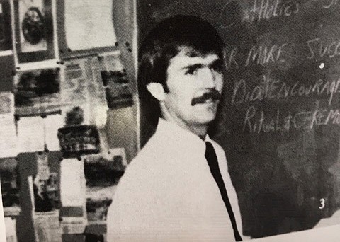 Post Falls School District Superintendent Jerry Keane is seen here teaching social studies at Post Falls High School in 1983. At the end of the school year, after 40 years with the district, Keane will retire. (Courtesy photo)