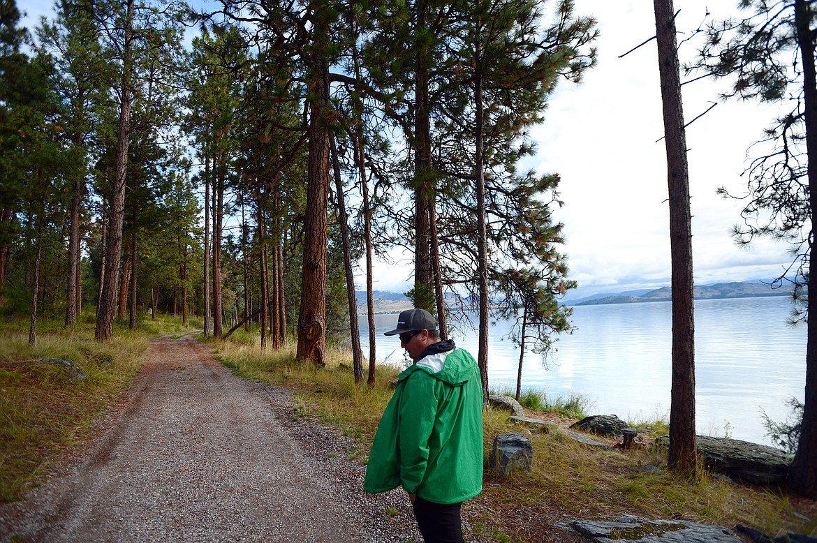Coby Gierke, Executive Director of the Montana State Parks Foundation, leads a tour through Big Arm / Flathead Lake State Park on Thursday, Sept. 19. (Casey Kreider/Daily Inter Lake)
