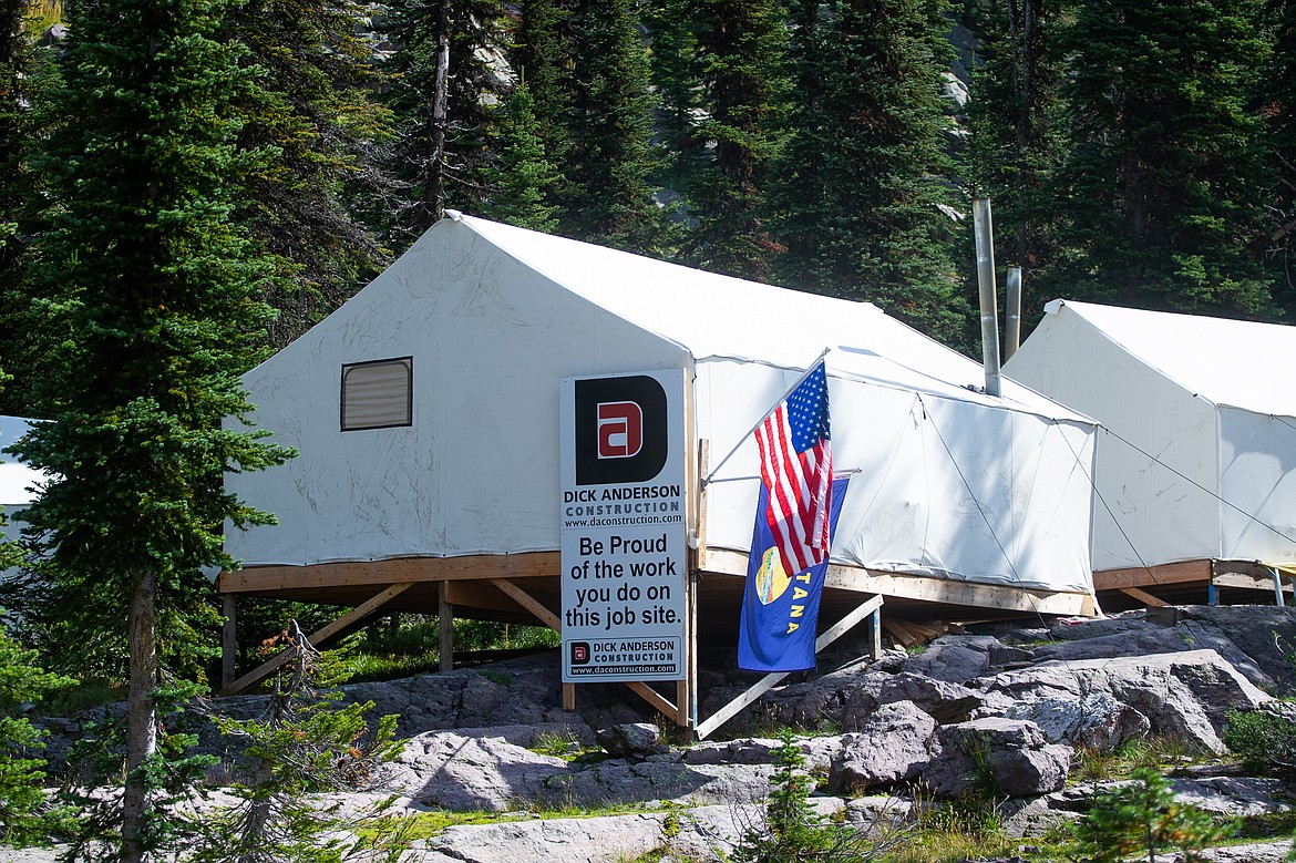 Construction workers at the Sperry Chalet live in wall tents at the campground. (Daniel McKay/Whitefish Pilot)