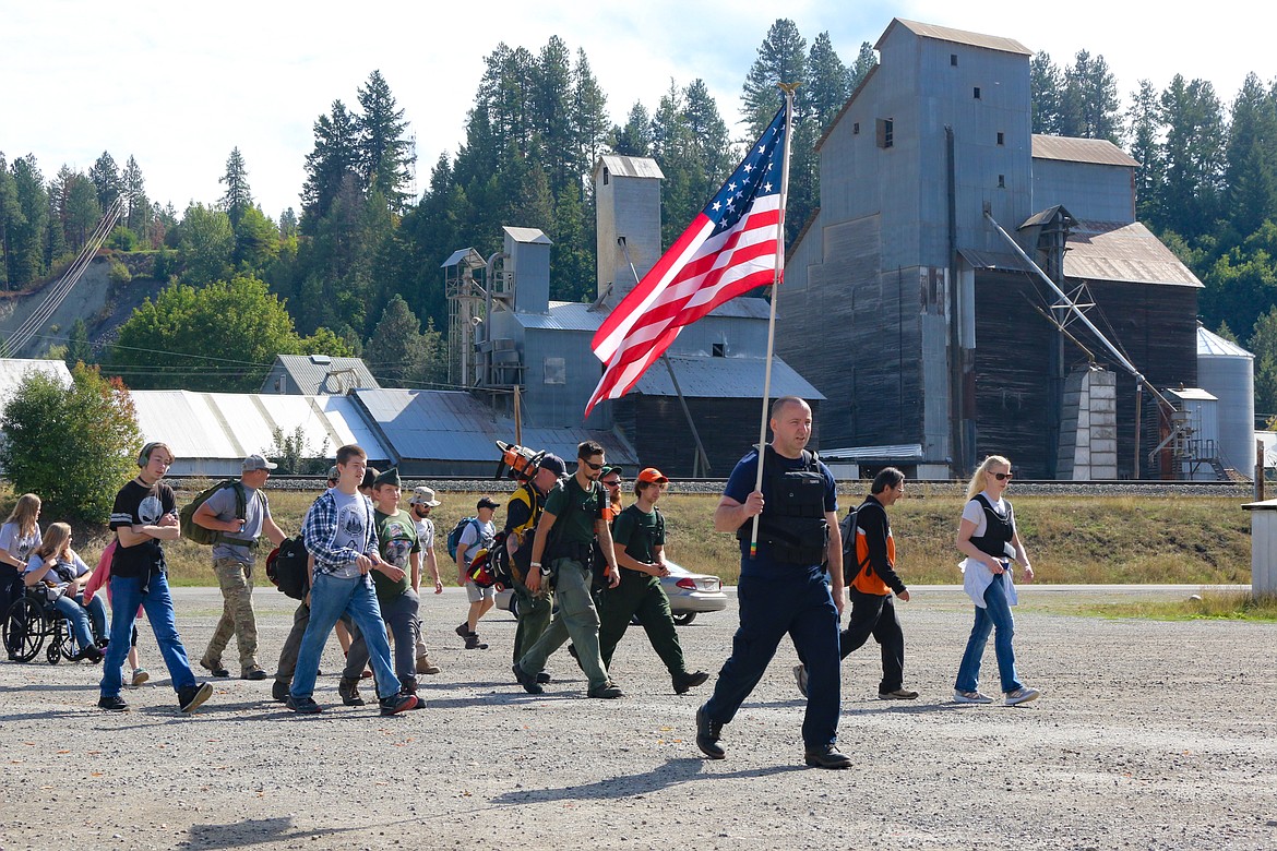 Photo by HECTOR MENDEZ JR.
The marchers reach the Boundary County Fairgrounds.