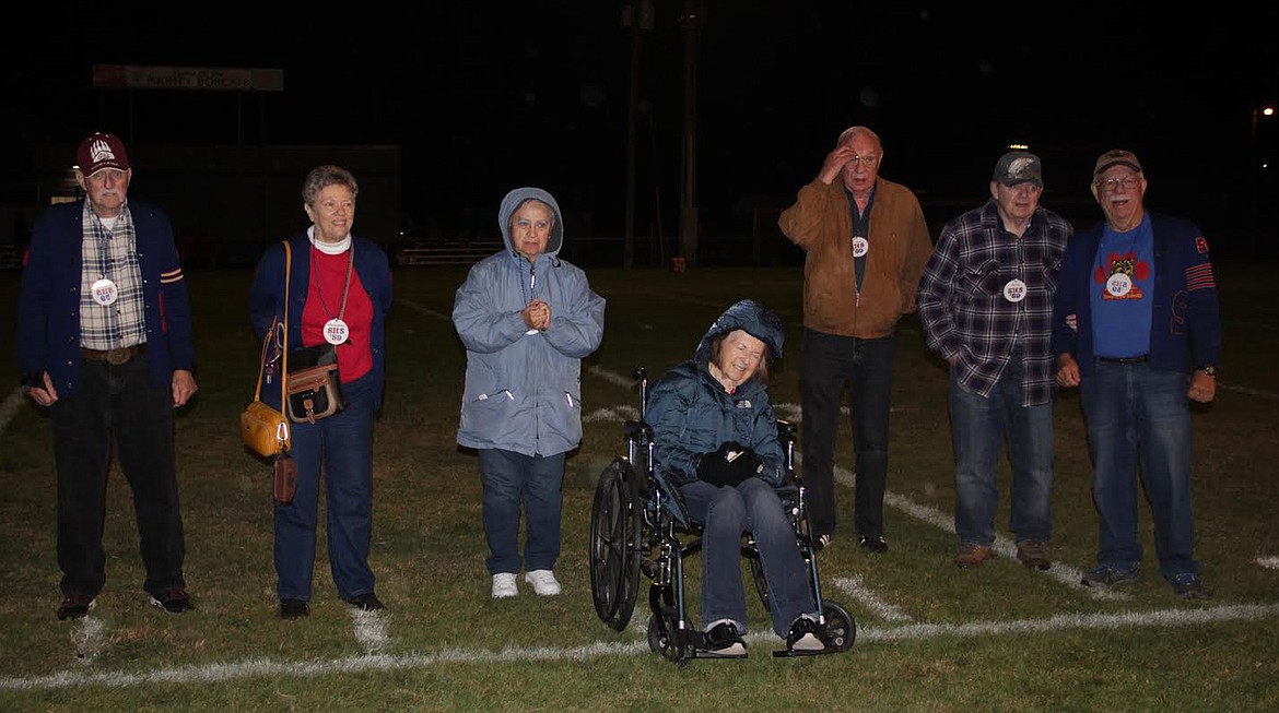 MEMBERS OF the Superior High School Class of 1959 were honored at Friday's football game. Superior, which has a co-op in football with Alberton, won the game, 60-22. (Photo courtesy Frankie Kelly)