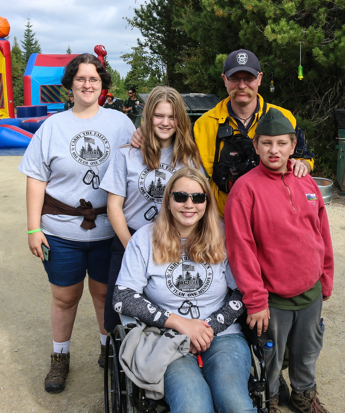 Photo by HECTOR MENDEZ JR.
Susanna Dittman did not let a wheelchair stop her from taking part in the ruck march. Back row from left: Sarah Dittman, Evelynn Chaney, Tom Chaney. Front row: Susanna Dittman and Timothy Dittman.