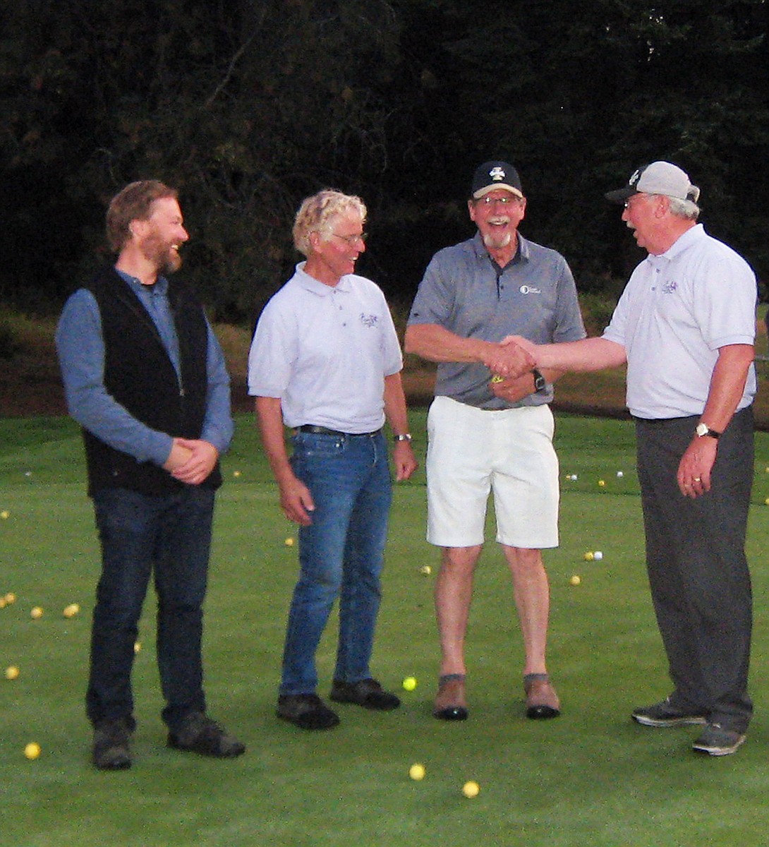 From left: Rob Beck, Beck&#146;s Furniture; Ed Sample, Fry Healthcare Foundation; John Baird, winner; and Craig Johnson, Boundary Community Hospital CEO.