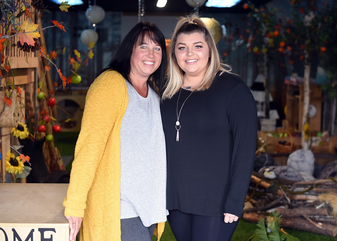 Mother/daughter co-owners Sherri Sanders and Brenna Neater at The Wild Side event studio in Kalispell on Sept. 19.  (Brenda Ahearn photos/Daily Inter Lake)